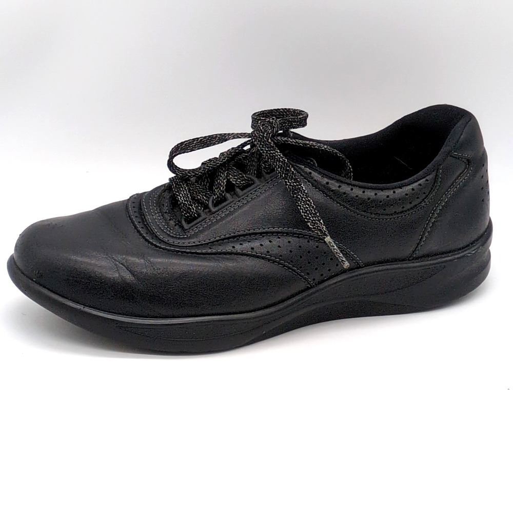 SAS Sneakers Womens Black 8.5 Leather Walking Shoes Comfort Lace Up F8945614